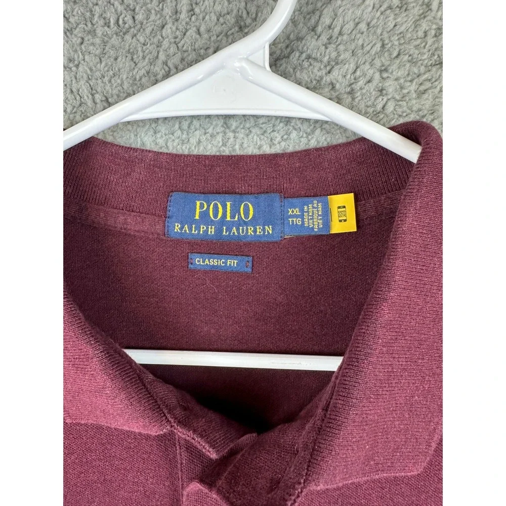 Polo Ralph Lauren Polo Shirt Mens Size XXL Maroon Long Sleeve Pony Preppy